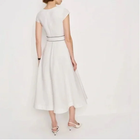 Reformation Felipe Belted Linen Dress In White, NWOT, never worn, no flaws.